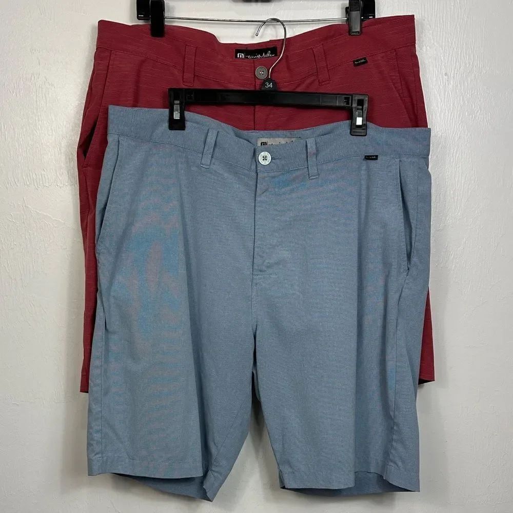 Travis Mathew Men’s Shorts Lot 2 Size 38 Blue & Red Performance Stretch Golf